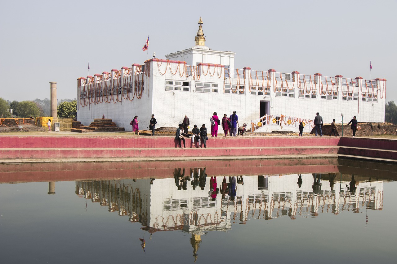 lumbini, lake, buddha